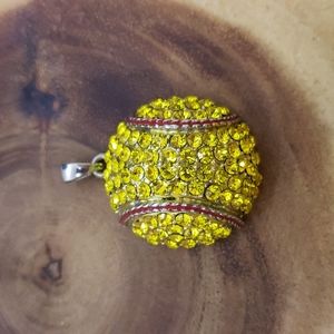 Rhinestone Baseball Pendant